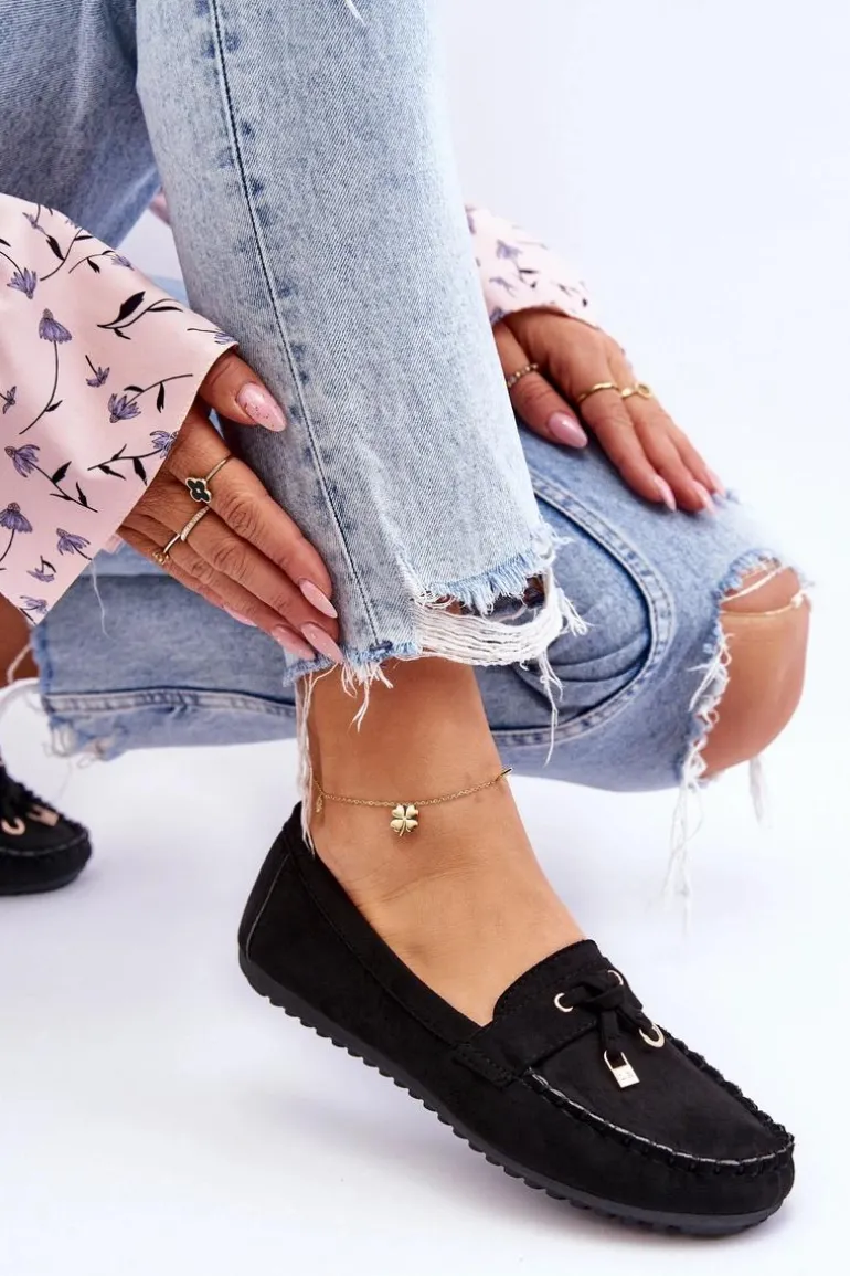 Klasyczne Zamszowe Mokasyny Czarne Good Time