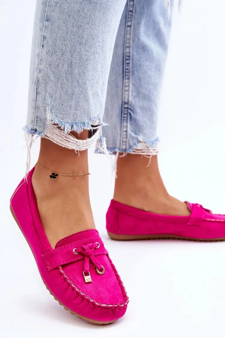 Klasyczne Zamszowe Mokasyny Fuksja Good Time