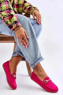 Klasyczne Zamszowe Mokasyny Z Ozdobą Fuksja Arla