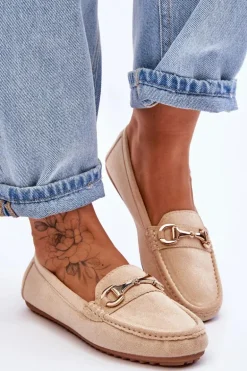 Klasyczne Zamszowe Mokasyny Z Ozdobą Beżowe Arla