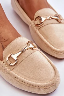 Klasyczne Zamszowe Mokasyny Z Ozdobą Beżowe Arla