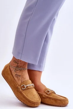 Klasyczne Zamszowe Mokasyny Z Ozdobą Camel Amera