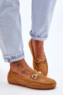 Klasyczne Zamszowe Mokasyny Z Ozdobą Camel Arla