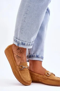 Klasyczne Zamszowe Mokasyny Z Ozdobą Camel Arla