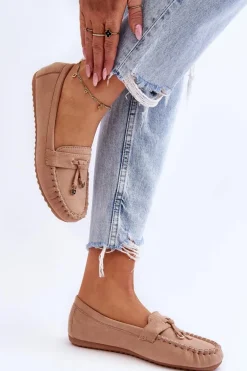 Klasyczne Zamszowe Mokasyny Ciemnobeżowe Good Time