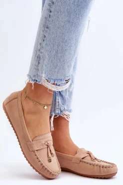 Klasyczne Zamszowe Mokasyny Ciemnobeżowe Good Time