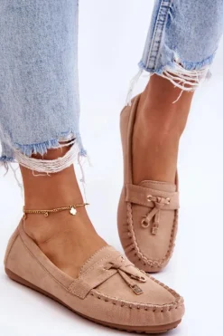 Klasyczne Zamszowe Mokasyny Ciemnobeżowe Good Time