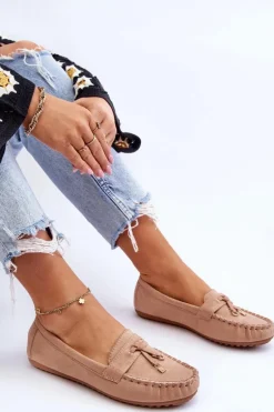 Klasyczne Zamszowe Mokasyny Ciemnobeżowe Good Time