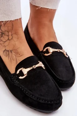 Klasyczne Zamszowe Mokasyny Z Ozdobą Czarne Arla