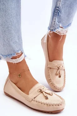 Klasyczne Zamszowe Mokasyny Beżowe Good Time