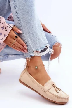 Klasyczne Zamszowe Mokasyny Beżowe Good Time