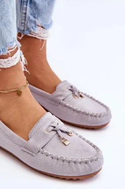 Klasyczne Zamszowe Mokasyny Szare Good Time