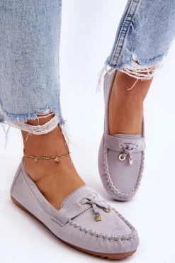 Klasyczne Zamszowe Mokasyny Szare Good Time