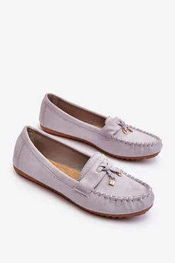 Klasyczne Zamszowe Mokasyny Szare Good Time