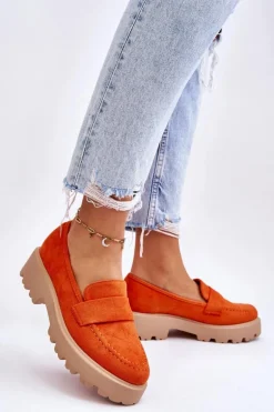 Klasyczne Zamszowe Półbuty Mokasyny Pomarańczowe Corrin