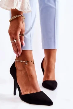 Klasyczne Zamszowe Szpilki Czarne Sofya