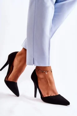 Klasyczne Zamszowe Szpilki Czarne Sofya
