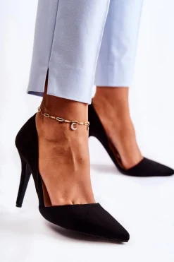 Klasyczne Zamszowe Szpilki Czarne Sofya