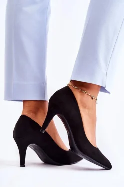 Klasyczne Zamszowe Szpilki Czarne Theira