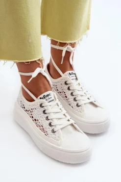 Koronkowe Trampki Damskie Lee Cooper LCW-23-44-1617 Białe