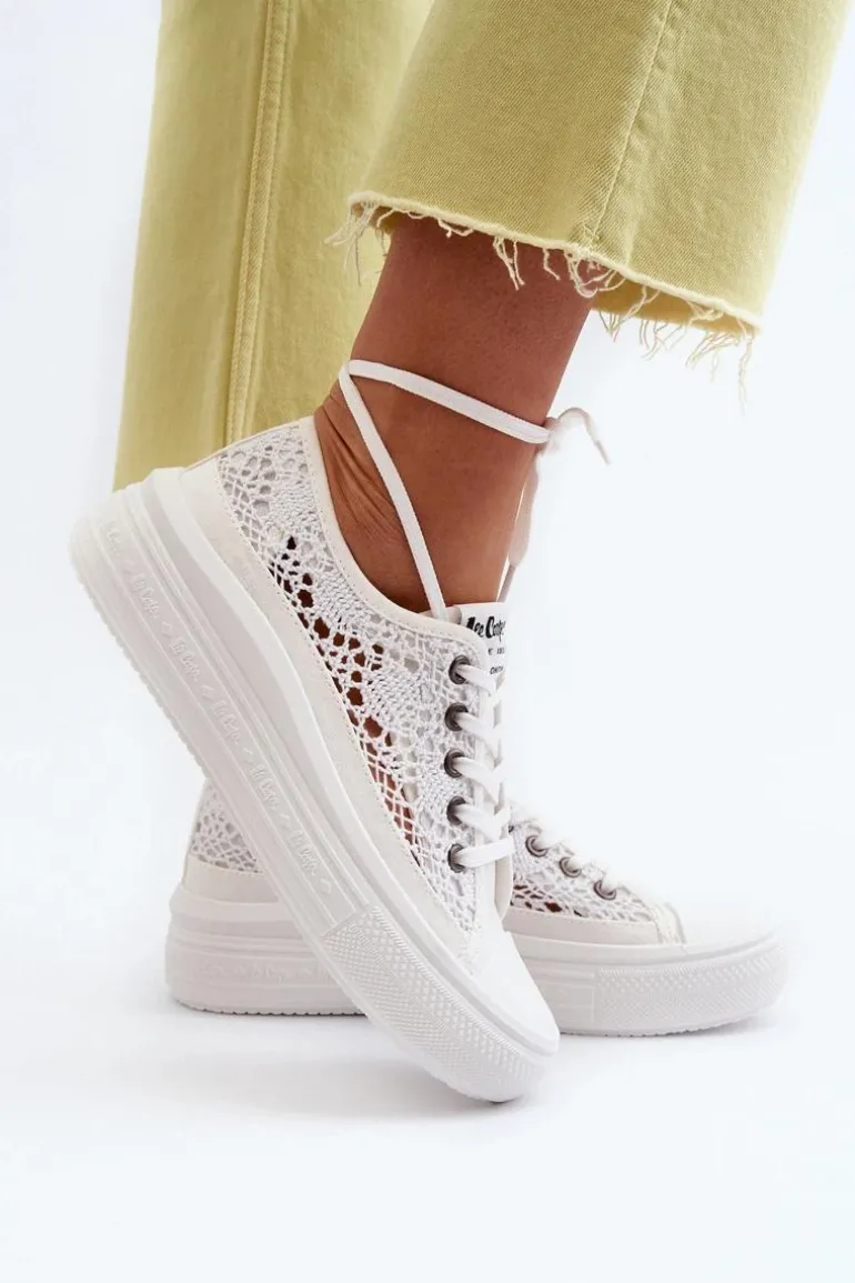 Koronkowe Trampki Damskie Lee Cooper LCW-23-44-1617 Białe