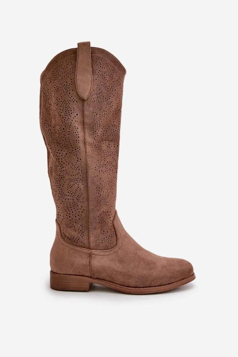 Kozaki Damskie Ażurowe Brązowe S.Barski HY42-132