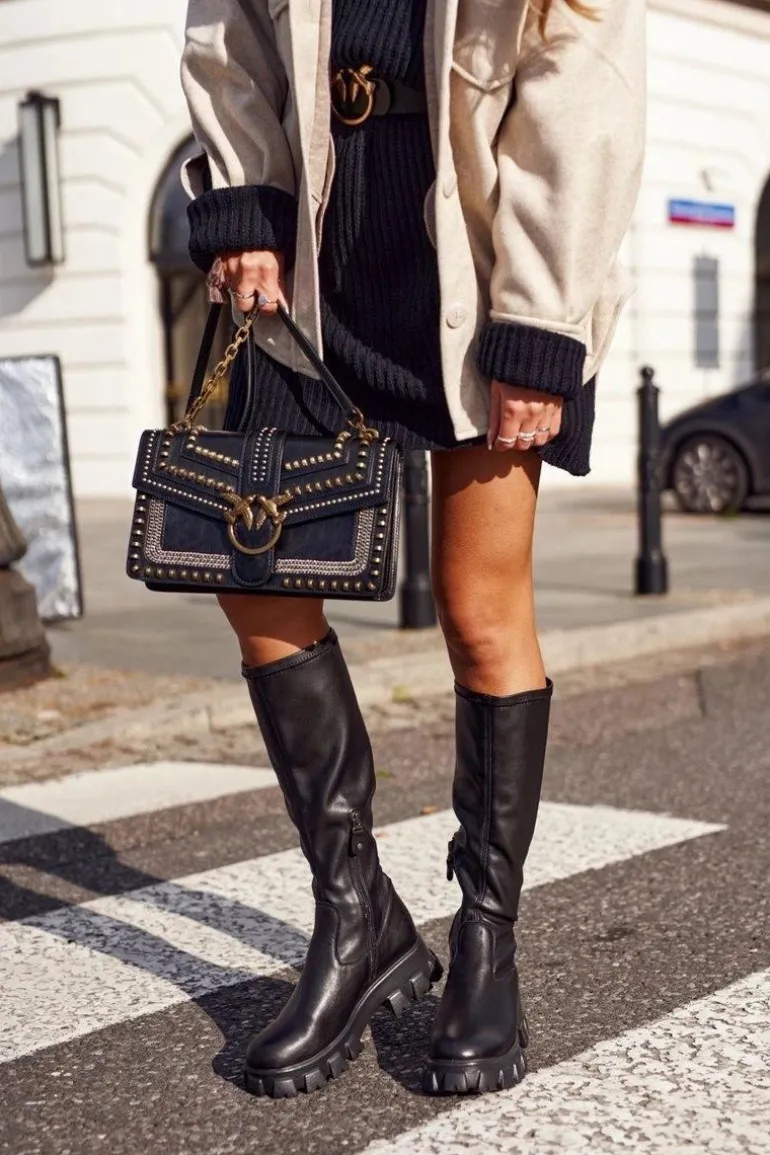 Kozaki Damskie Ciepłe Maciejka Czarne 04842-01