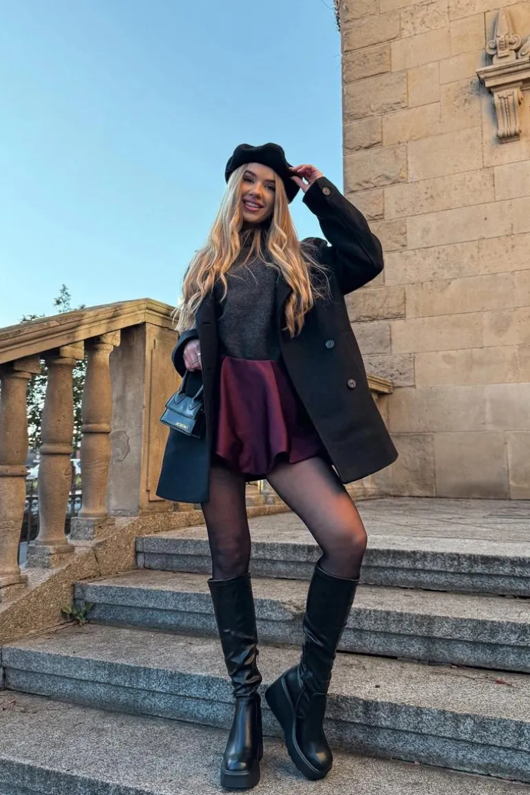 Kozaki Damskie Na Koturnie Czarne Terisse