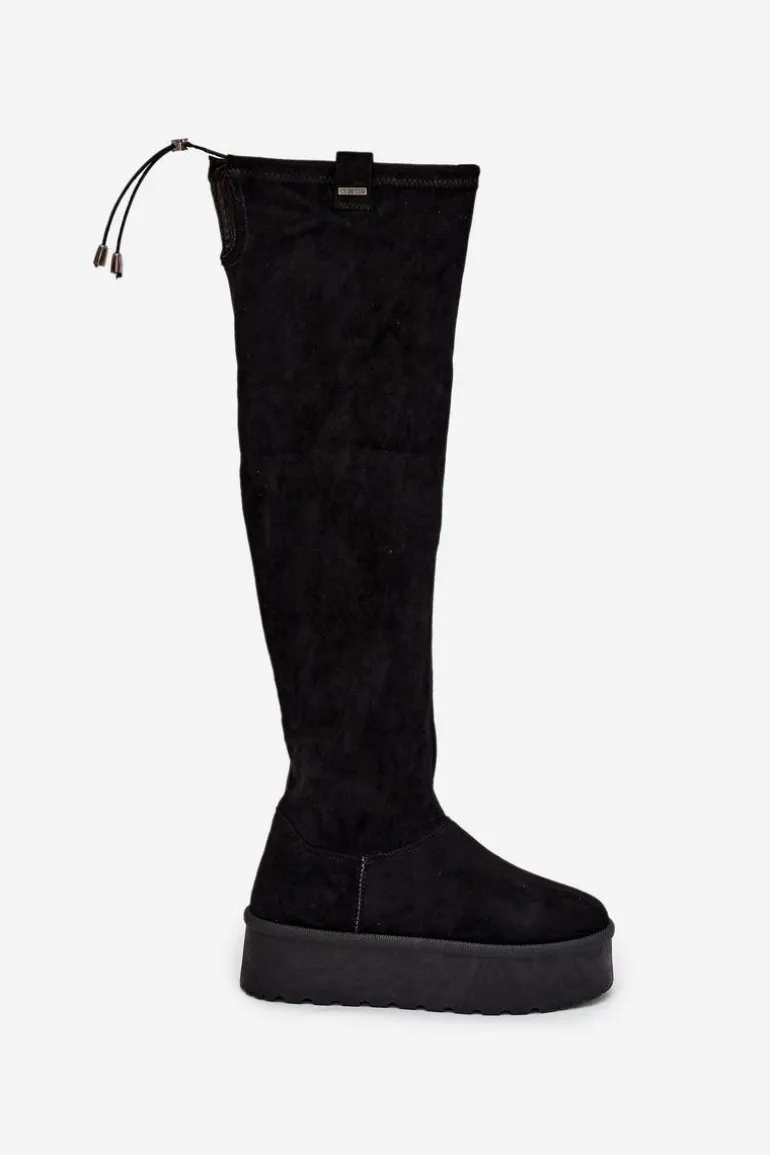 Kozaki Damskie Na Platformie Za Kolano Big Star SS274264 Czarne