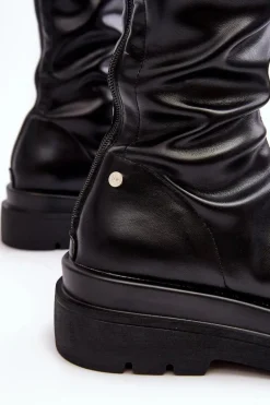 Kozaki Damskie Na Platformie Z Suwakiem GOE MM2N4068 Czarne