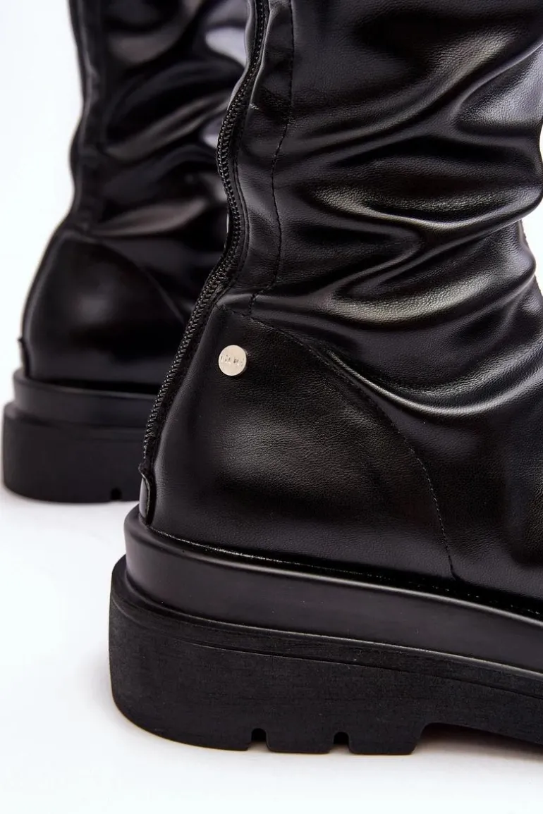 Kozaki Damskie Na Platformie Z Suwakiem GOE MM2N4068 Czarne