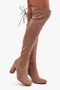 Kozaki Damskie Na Słupku Beżowe Xamarin