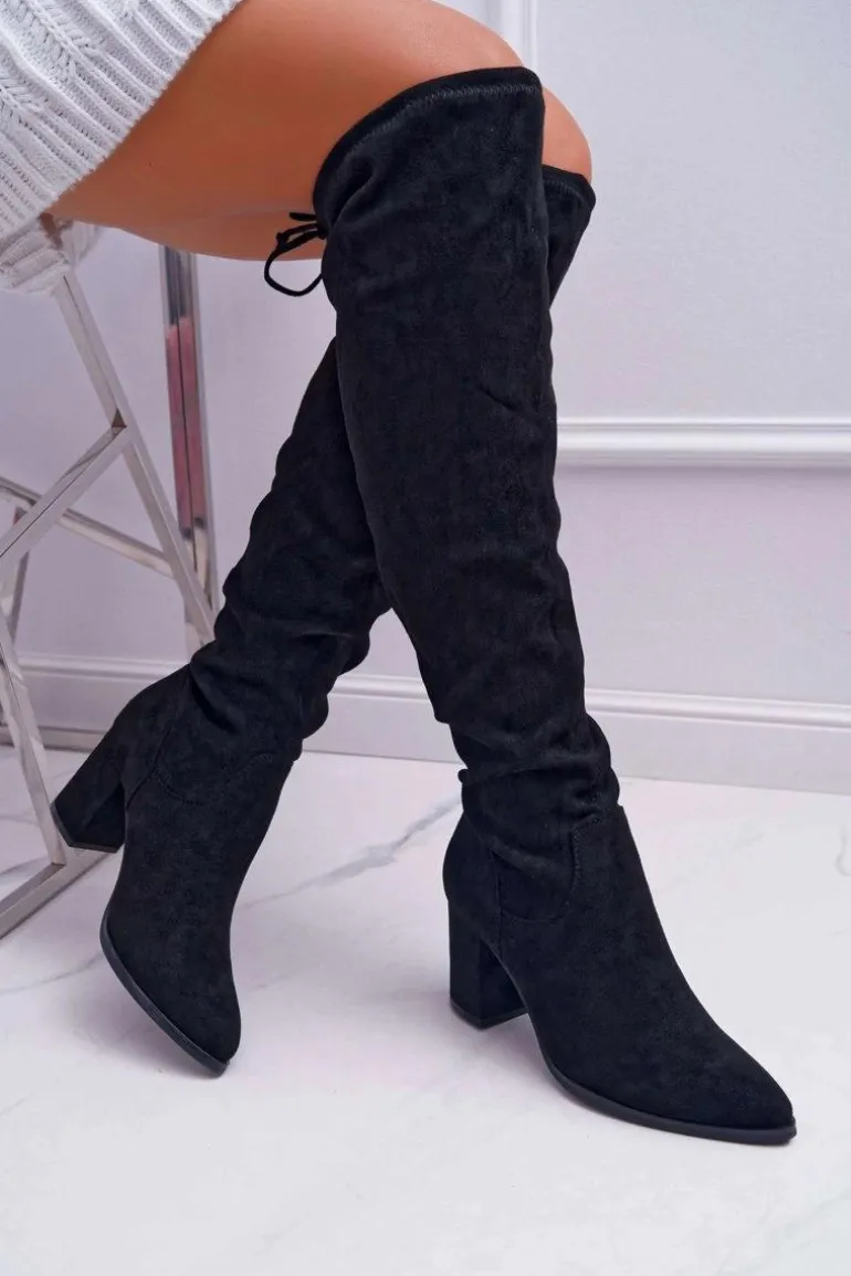 Kozaki Damskie Na Słupku Czarne Estredos