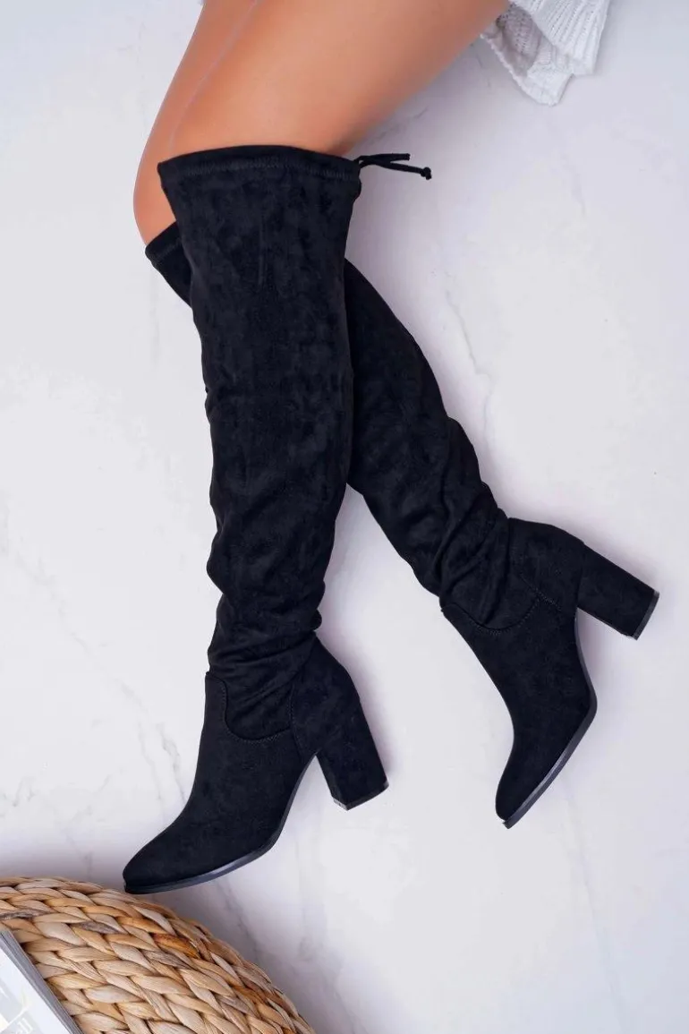 Kozaki Damskie Na Słupku Czarne Estredos