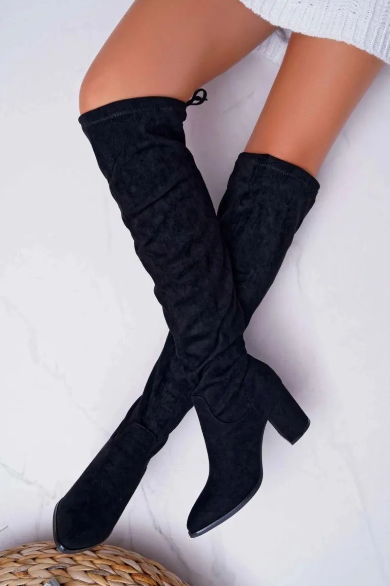 Kozaki Damskie Na Słupku Czarne Estredos