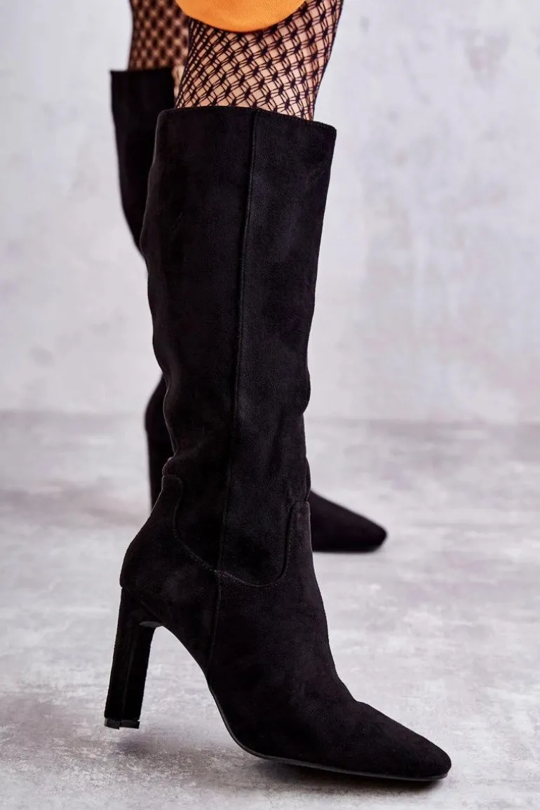 Kozaki Damskie Na Słupku Do Kolana Czarne Truly Love