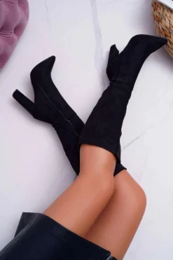 Kozaki Damskie Na Słupku Do Kolan Czarne Warden