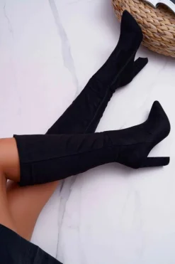 Kozaki Damskie Na Słupku Do Kolan Czarne Warden