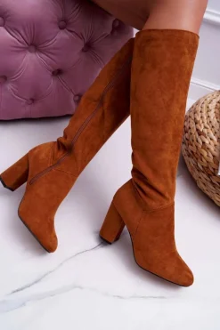 Kozaki Damskie Na Słupku Do Kolana Camel Mercure