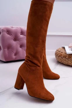 Kozaki Damskie Na Słupku Do Kolana Camel Mercure