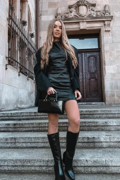 Kozaki Damskie Na Słupku Ocieplane Czarne Katelle