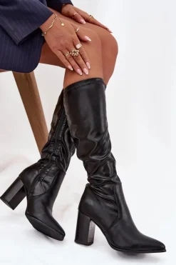 Kozaki Damskie Na Słupku Vinceza 16511 Czarne