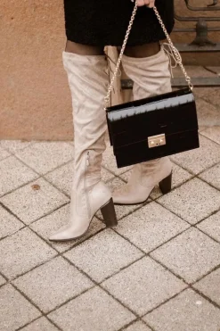 Kozaki Damskie Na Słupku Zamszowe Beżowe Monleek