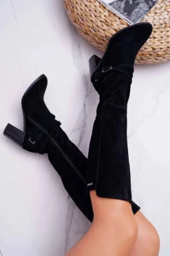 Kozaki Damskie Na Słupku Zamszowe Big Star EE274520