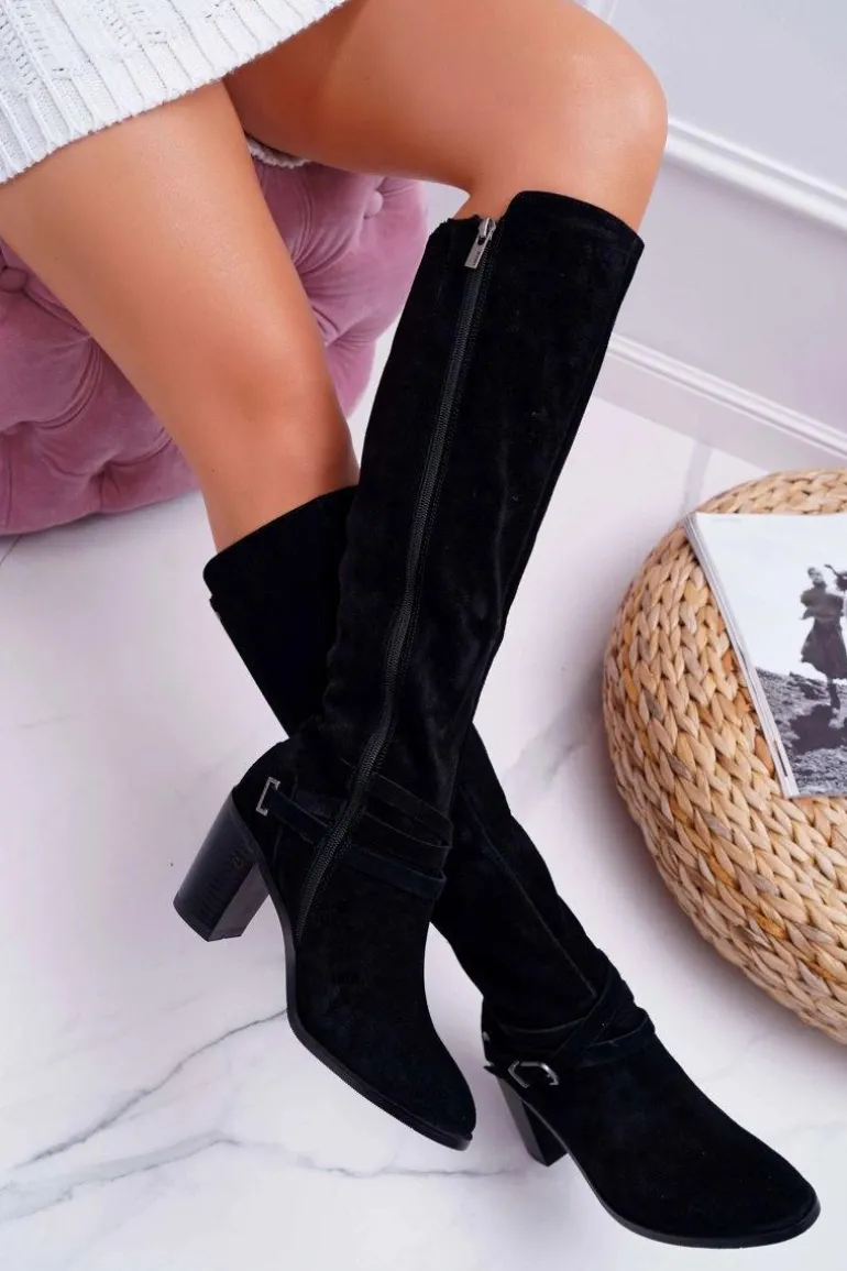 Kozaki Damskie Na Słupku Zamszowe Big Star EE274520