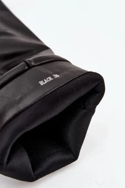 Kozaki Damskie Na Słupku Z Wywiniętą Cholewką I Klamrami Jessae Czarne