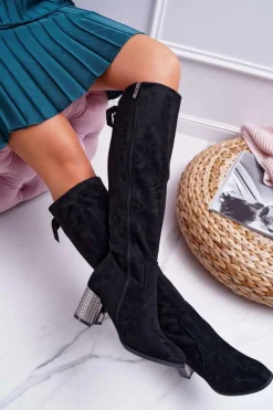 Kozaki Damskie Na Słupku Zamszowe Ocieplane Yonas