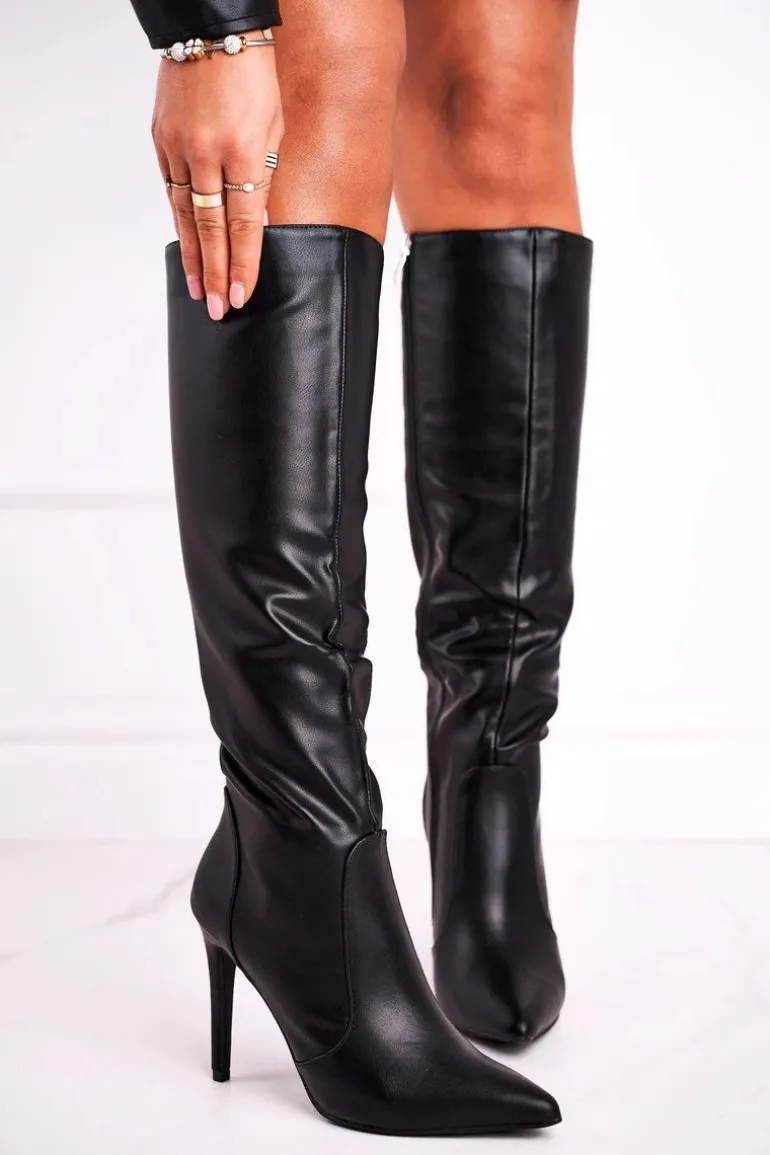 Kozaki Damskie Na Szpilce Czarne See Me!