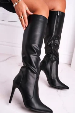 Kozaki Damskie Na Szpilce Czarne See Me!