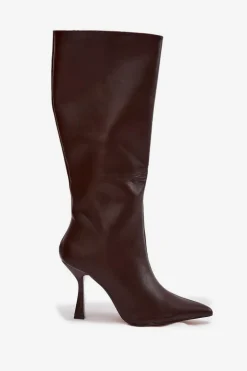 Kozaki Damskie Na Szpilce Przed Kolano Czekoladowe Vionette